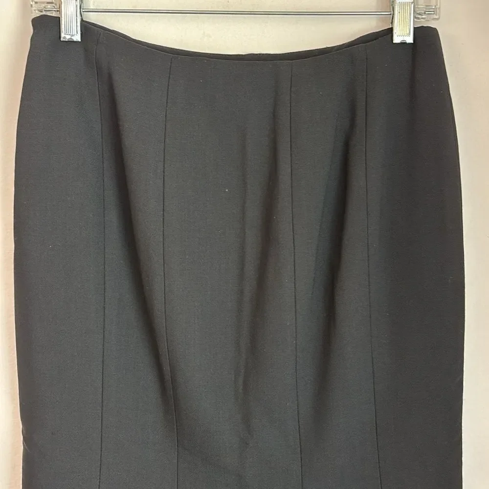 Ralph Lauren Purple Label 100% wool tulip pencil classic black Elegant Skirt 4!